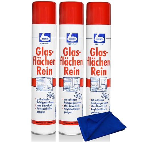Reinigungsset SomosTrade für Glasflächen und Fenster - 3 Sprühdosen mit 500ml + Gratis Microfasertuch