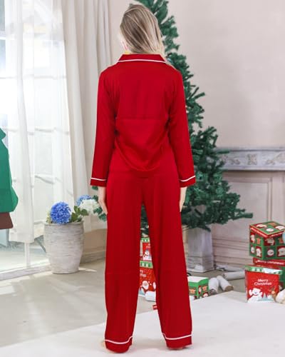 Satin Family Christmas Pajamas Set Silk Button Down Holiday Sleepwear Matching PJs Jammies Party for Couples Men Women4