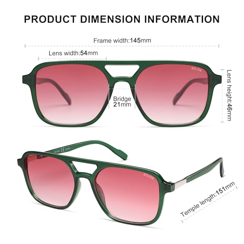 Image of SOJOS Retro Aviator Sunglasses for Women Men,Trendy Rectangle Womens Mens Shades Sun Glasses SJ2202