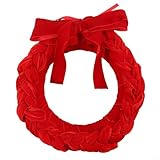 Linnkyfloa Samtkranz mit Schleife, hergestellt aus Flanell, entworfen, um saisonale Heim- und Partyeinrichtungen zu verschönern (rot, 35 cm)