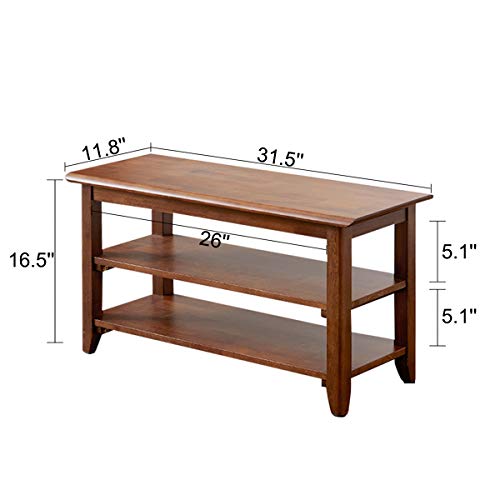 ACRO Storage Bench Wooden Shoe Bench Rustic Solid Wood Entryway Bench (Brown,31.5