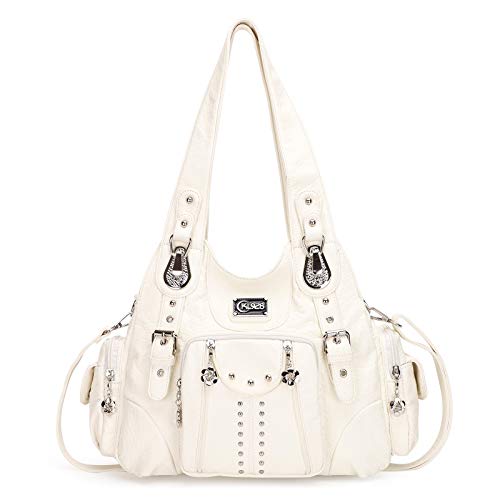 KL928 Sac à Main Femmes Bandoulière Cuir Souple Sacs Hobo Portés Main épaule Besace Voyage (Rouge) (white) Cover