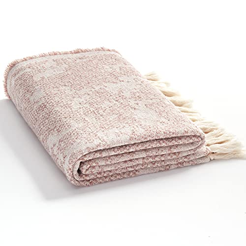 SE SOFTEXLY Throw Blanket, Machine Washable Fringes Wool Blanket, Cozy