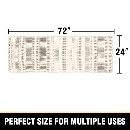 H.VERSAILTEX Upgraded Waffle Runner Rug Super Absorbent Non Slip Bath Rugs for Beside Tub, 24" x 72", Ivory