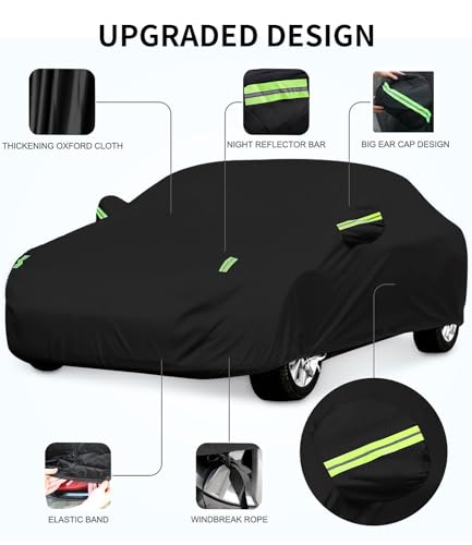 Image of Custom-Fit for Ford Car Cover, 7 Layers Car Cover Waterproof All Weather for Automobiles, Outdoor Full Cover Rain Sun UV Protection with Zipper (Black,for Ford Bronco)