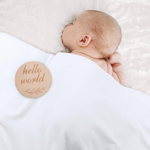Image of DRESHOW BQUBO Baby Girl Newborn Receiving Blankets with Bow Hat Headband Wooden Birth Announcement Card Set Newborn Baby Swaddle Wrap Set Warm Shower Gift