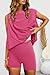 Nirovien Lounge Sets for Women Two Piece Workout Sets with Pockets Summer 2 Piece Outfits Matching Set(Hot Pink,XS)