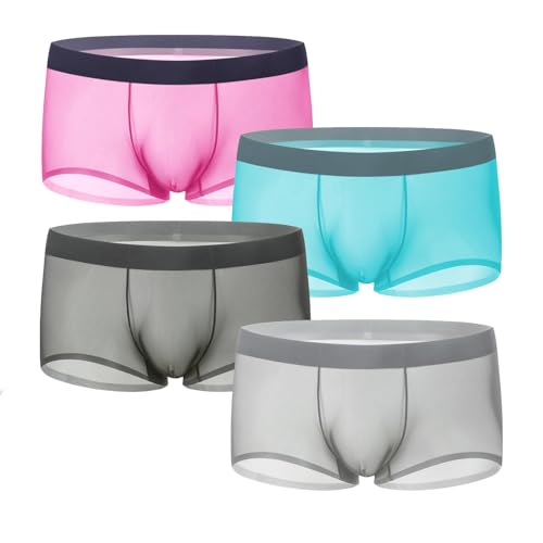 Niksy Underwear for Men, Niksy Men's Ultra-Thin Ice Silk Transparent Boxer Briefs, Cooling Underpants for Running