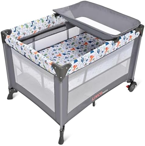 LIVINGbasics Portable Baby Playard and Changing Table, Foldable Playard Suitable for Home/Travel/Outdoor