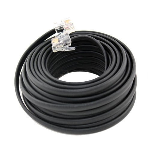 True Decor 50' Foot Black Telephone Extension Cord Cable Line Wire Rj-11 #TOP1