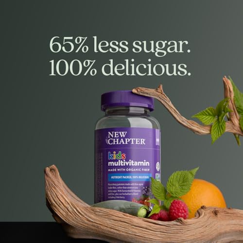 Image of New Chapter Kids Multivitamin Gummies - 65% Less Sugar, Kids Gummy Vitamins with Vitamins C, D3 & Zinc, Non-GMO, Gluten Free, Berry-Citrus, 60ct