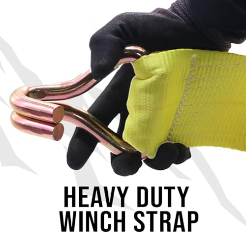 BoxerTool (2 Pack) 4\" x 30\' Heavy Duty Tie Down w/Twin J Hooks - DOT Compliant - Cargo Control for Flatbed Trucks, Utility Trailer