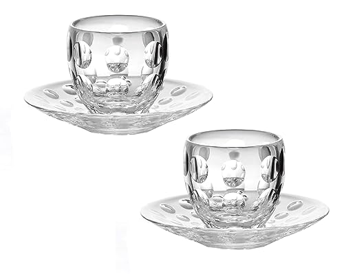 Guzzini Venice Glass - Set di 2 tazzine da caffè espresso con piattino in plastica, 110 ml