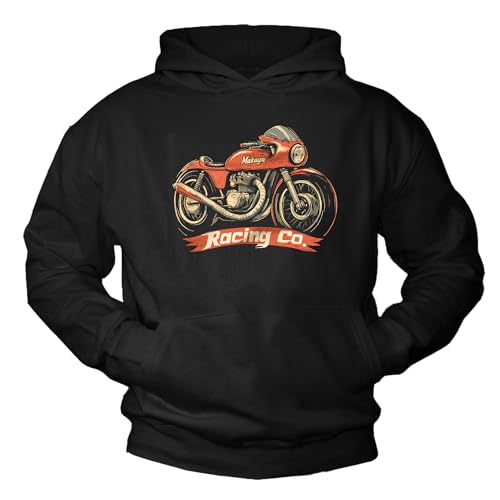Sweat à capuche homme motif moto vintage racing bike Makaya