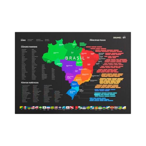 Mapa de Raspar Viagem Raspadinha Visitados Países Cidades Ilhas Bandeiras Pontos Turísticos Passeios