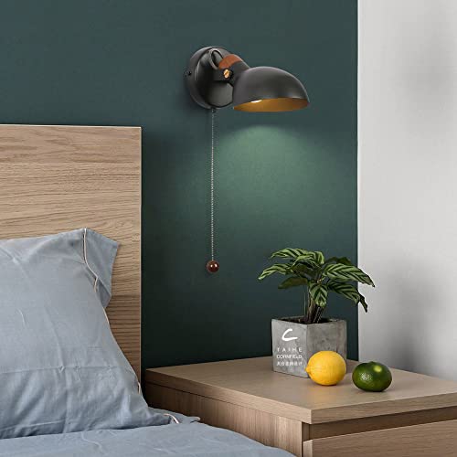 Aisilan Led Modern E12 Bulb 5W Wall Sconce With Pull Chain Switch Matte Black Hard Wired Directional Wall Light For Bedroom Living Room Hotel Bd205B #TOP4