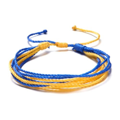 Woven String Adjustable Bracelet Ukraine Yellow Blue Flag Colors Ukrainian Accessory