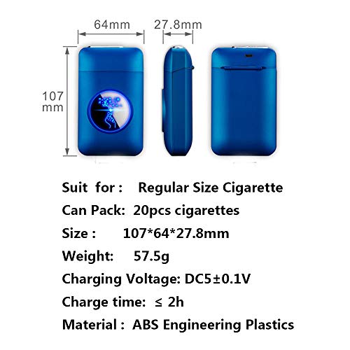 Cigarette Case with Lighter Cigarettes Box King Size Portable Full Pack 20pcs Regular Size Cigarettes 2 in 1 USB Lighters Rechargeable Flameless Windproof Electric Lighter(Red- with Lighter)