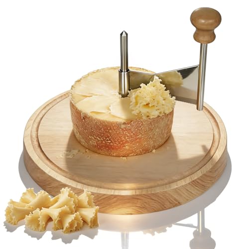 Cheese Curler Wheel with Wooden Board – Ideal Cheese Slicer Tool for Charcuterie Boards, Wine Evenings, Dinner Gatherings, Creates Perfect Petals and Curls