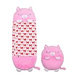 Happy Nappers Katze pink | Medium 3-6 Jahre | Spielen - kuscheln- schlafen | Flauschiger Kinderschlafsack | 4 Motive | 2 in 1 Kuscheltierschlafsack & Kissen für Mädchen und Jungen