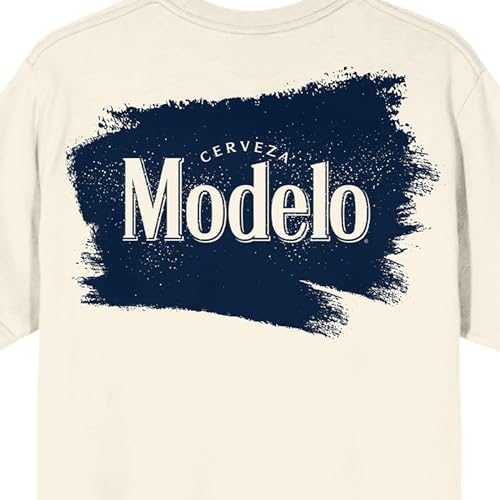 Modelo Diamond Frame & Brush Stroke Logos Crew Neck Short Sleeve Natural Men's T-Shirt4