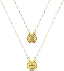 Escapulário São Bento Dourado feito em Aço Inox 316 Para Presente Corrente Cordão Colar Masculino e Feminino