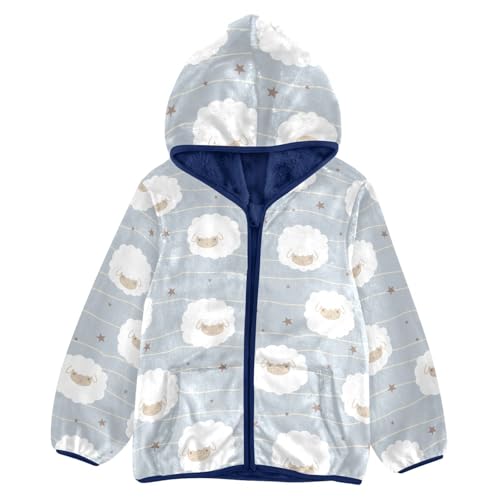 Cute Pet Lamb Girls Fleece Jacket Girls Fall Jacket Girls Zip Up Hoodie Girls Sherpa Jacket 2-10T