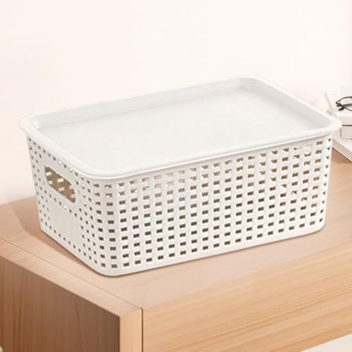 Panier tissé avec couvercle design chic boîte rangement durable