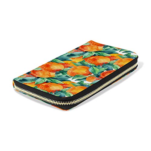 Portefeuille long en cuir aquarelle orange pour ne plus jamais perdre vos cartes