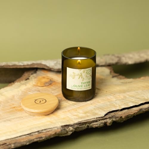 Paddywax Scented Candles Eco Green Artisan Candle in Recycled Glass Vessel, 226g, Thyme & Olive Leaf - Image 3