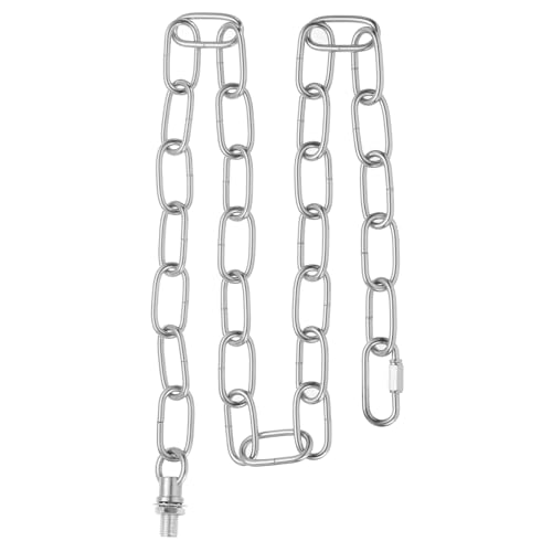 PATIKIL 3 ft Light Fixture Chain, 1 Set Lighting Chain Metal Looping Link with Quick Link Screw Lock Connectors Up to 110 lbs for Pendant Lights Chandeliers Swag Lights, Silver Tone