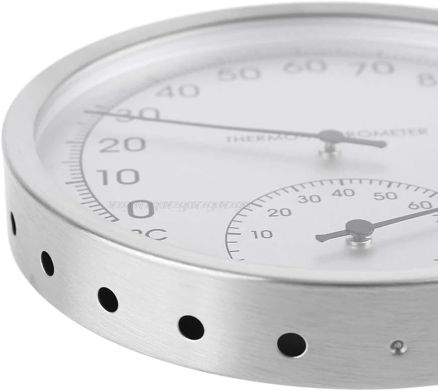 127mm 5" Thermometer Hygrometer Wall Hung Stainless Steel Indoor Outdoor Sauna Room Temperature Humidity Tester Monitor