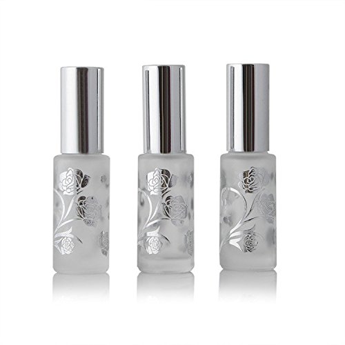 Bamsod 15ml Printing Refillable Glass Perfume Spray Bottle Empty Perfume Bottle Atomizer,set of 3 (Silver)