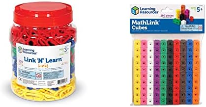 Learning Resources Link 'N' Learn Links - 500 Pieces, Ages 3+ Preschool Learning Supplies, Toddler Learning Toys & Mathlink Cubes, Educational Counting Toy, Early Math Skills, Set of 100 Cubes