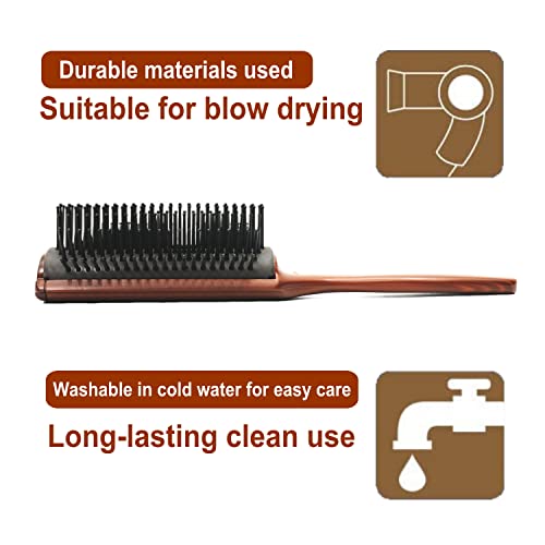 Vess C-2000 Professional Hair Brush Tourmaline Ceramic 9 Row Round Tip Curved Pad Anti-Static Natural Rubber Specialized Pin Structure #TOP6