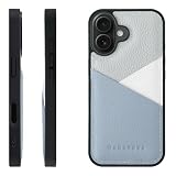 HANATORA for iPhone 17 ケース 本革 耐衝撃 スマホケース スマホ カードポケット パステルカラー シュリンクカーフレザー ギフト マグネットなし ブルーグレー PSP-17-BlueGray