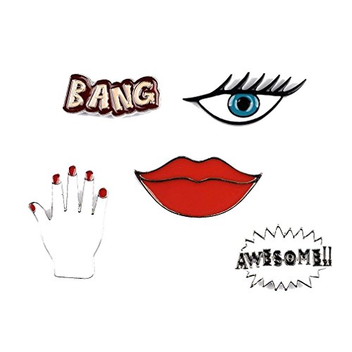 FGF 5 unidades labios beso suerte mano mal ojos Bang impresionante esmalte solapa Pin Set  Bang labios serie mujeres broches para ropa/bolsas/mochilas/chaquetas