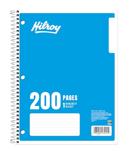 Hilroy 1-Subject Coil Notebook, 8" x 10.5" Sheet Size, Wide Ruled, 3-Hole Punched, 200 Pages/100 Sheets, 1 Notebook, Assorted Colour Covers, Colour May Vary (13224) image 5