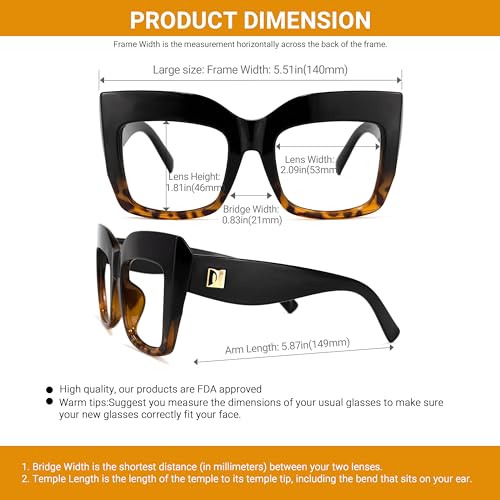Image of VOOGLAM Stylish Oversize Square Blue Light Blocking Glasses for Women Men Anti Eyestrain UV Eyewear Cassandra