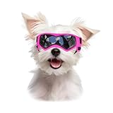 Billionchains Dog Goggles Dog Sunglasses for Small Breed UV Protection Windproof with Adjustable Head Straps Chin Straps for Ride Car/Hiking Travel/On Beach-Pink