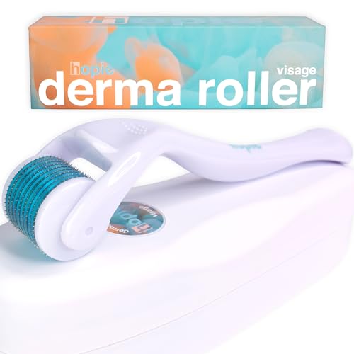 HOPIE Dermaroller Visage Femme, 540 Micro-Aiguilles de 0,3 mm en Acier Chirurgical, Soin de la Peau par Microneedling, Réduit les Imperfections