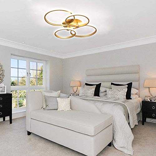 Becailyer 76W Modern LED Chandelier, 4-Ring Flush Mount Ceiling Light Round Acrylic Ceiling Lamp for Living Room Bedroom Dining Room, 6000K - image 4