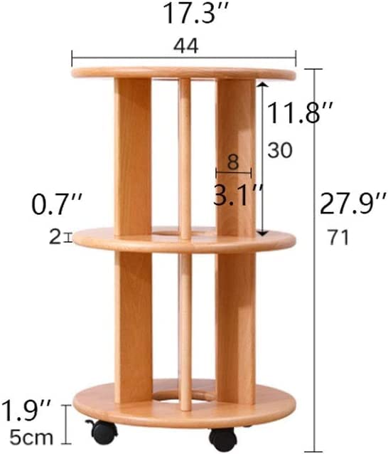 Estantería de madera maciza de nogal con poleas para salones elegantes 4