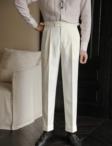 Men’s Naples Pants Slim Fit Flat Front Casual Business Trousers Classic Gurkha Dress Pants4