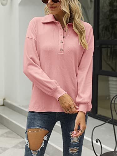 KIKIBERRY Womens Shirt Collar V Neck Button Long Sleeve Casual Lightweight Sweatshirt Tops 3 KIKIBERRY Womens Shirt Collar V Neck Button Long Sleeve Casual Lightweight Sweatshirt Tops