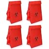 QWORK Medical Specimen Transport Bag, 4 Pack, Bio Transport, 6.75 x 10 x 5.75, Red