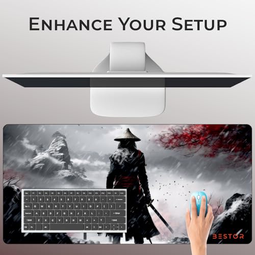 Image of BESTOR Anime Series Mouse pad with Anti-fray Stitching, Waterproof Surface & Non-Slip Rubber Base Stitched Edges Gaming Mouse Mat for Laptop (60cmx34cm)
