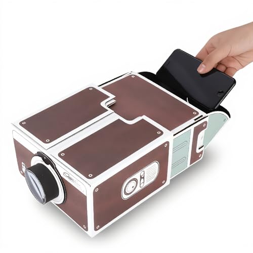 Image of DIY Cardboard Smartphone Projector,ASHATA Second-generation Mini DIY Home Portable Smart Mobile Phone Projector Home Cinema,Home Theater Phone Screen Magnifier Providing 8x Image Magnification