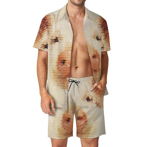 Chemise Hawaïenne Cochon Rétro Ensemble Homme Anti Transpiration Pour L'été