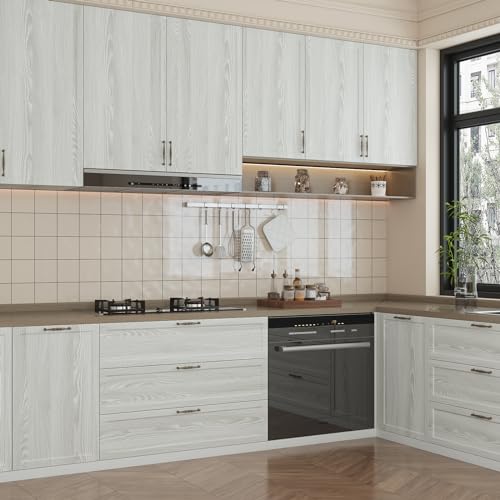 Papel de pared de grano de madera gris autoadhesivo y vinilo impermeable para encimeras 4